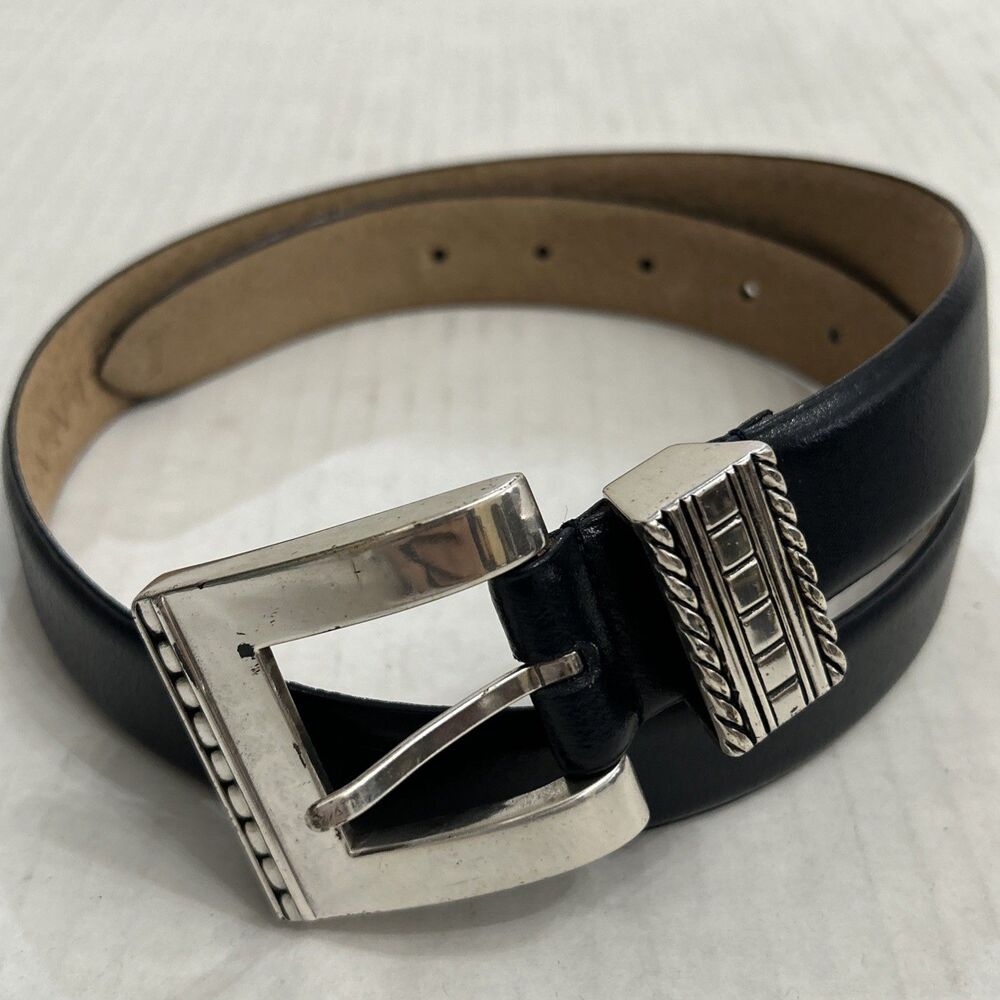 Vintage Millenium Black Genuine Leather Belt 1998 Sz Medium (28-30)